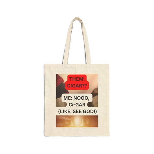 C.I.G.A.R. Quirky Canvas Tote Bag for Smoky Humor Lovers, Graphic Tote, Eco-Friendly Shopping Bag, Perfect Gift for Holidays, Funny Cotton Bag