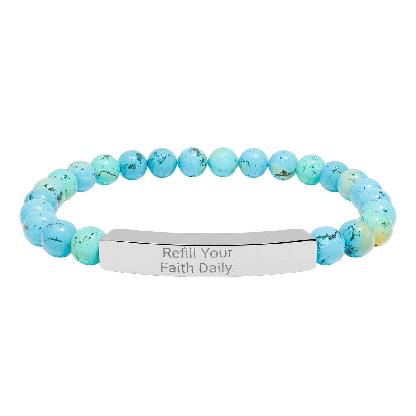 “Refill Your Faith Daily”- Natural Bracelet for Everyday Believers (Engraving)