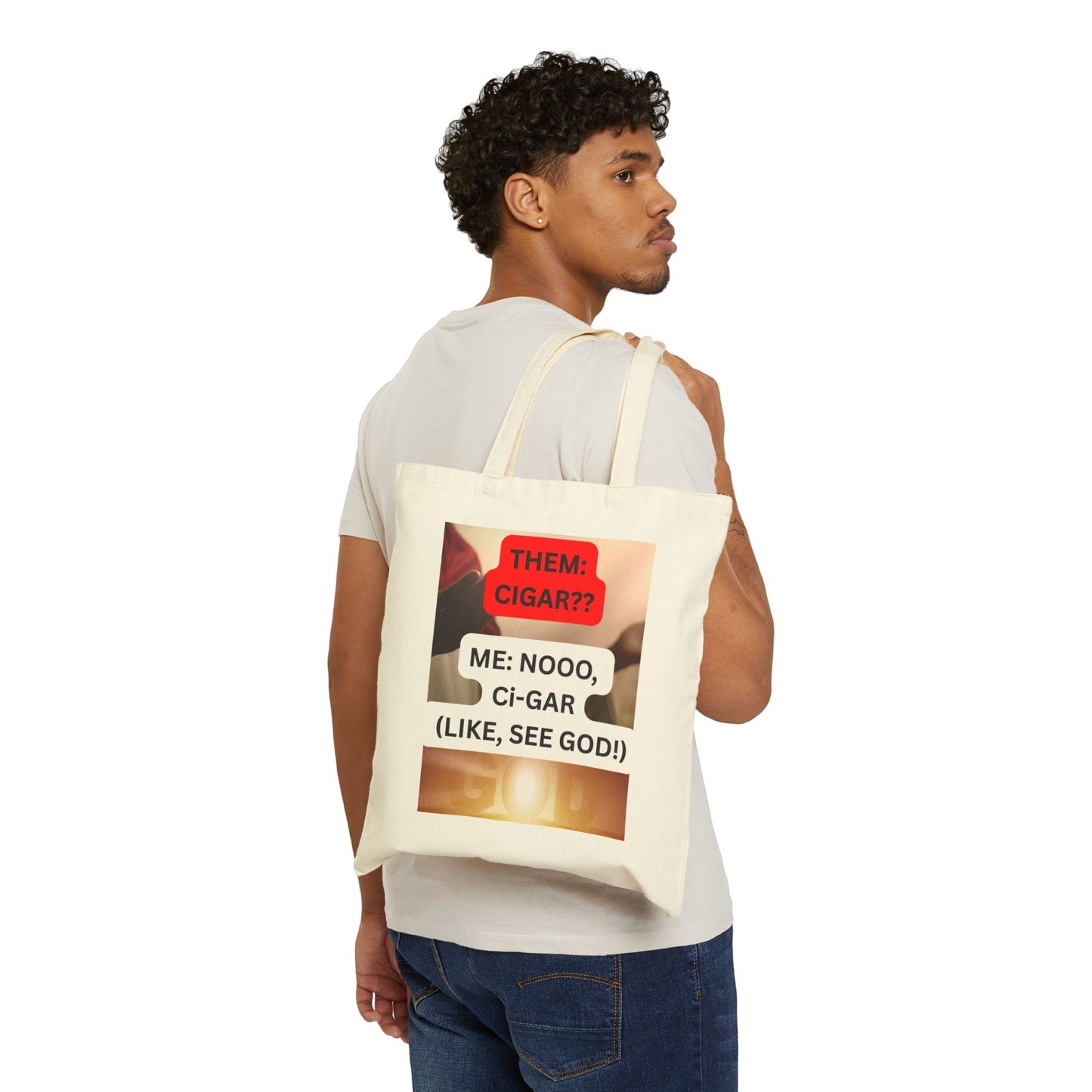 C.I.G.A.R.  Quirky Canvas Tote Bag for Smoky Humor Lovers, Graphic Tote, Eco-Friendly Shopping Bag, Perfect Gift for Holidays, Funny Cotton Bag