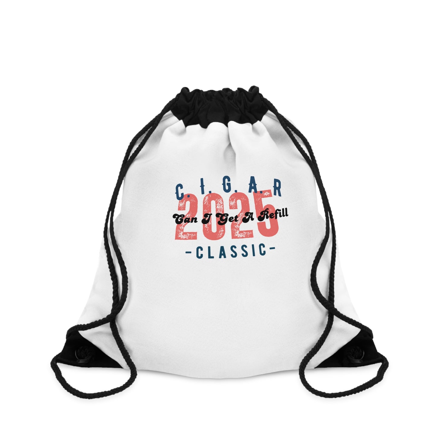 “C. I. G. A. R.”)- Retro Classic Drawstring Bag - Stylish Gym Bag, Personalized Gift, Backpack for Travel, Unique Tote for Students