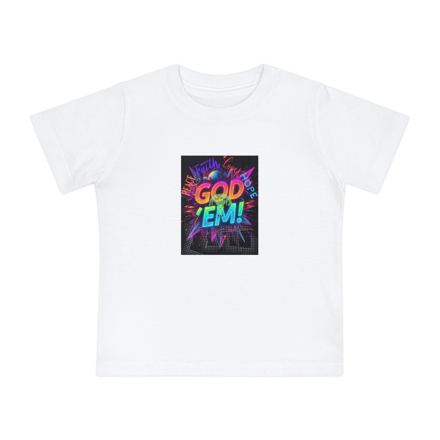 “GOD ‘EM!”- Copy of Vibrant Baby Short Sleeve T-Shirt - Fun, Colorful Tee for Kids, Perfect for Birthdays, Playdates, Summer, and Family Gatherings
