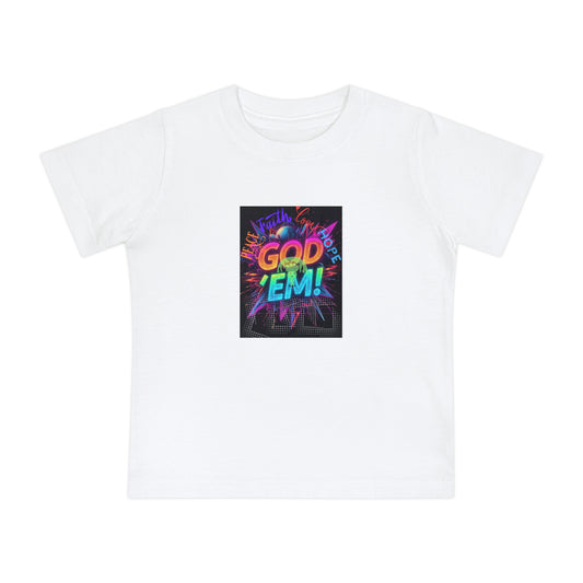 “GOD ‘EM!”- Copy of Vibrant Baby Short Sleeve T-Shirt - Fun, Colorful Tee for Kids, Perfect for Birthdays, Playdates, Summer, and Family Gatherings