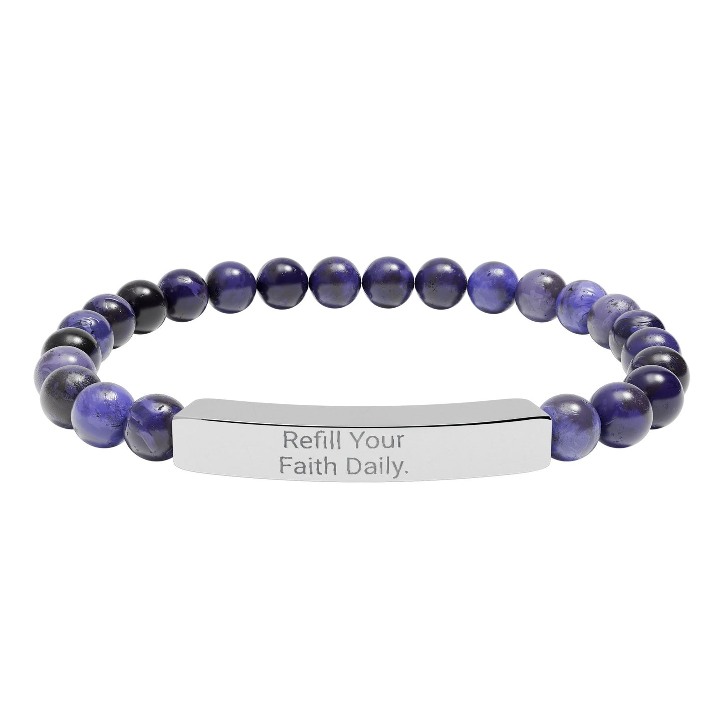 “Refill Your Faith Daily”- Natural Bracelet for Everyday Believers (Engraving)