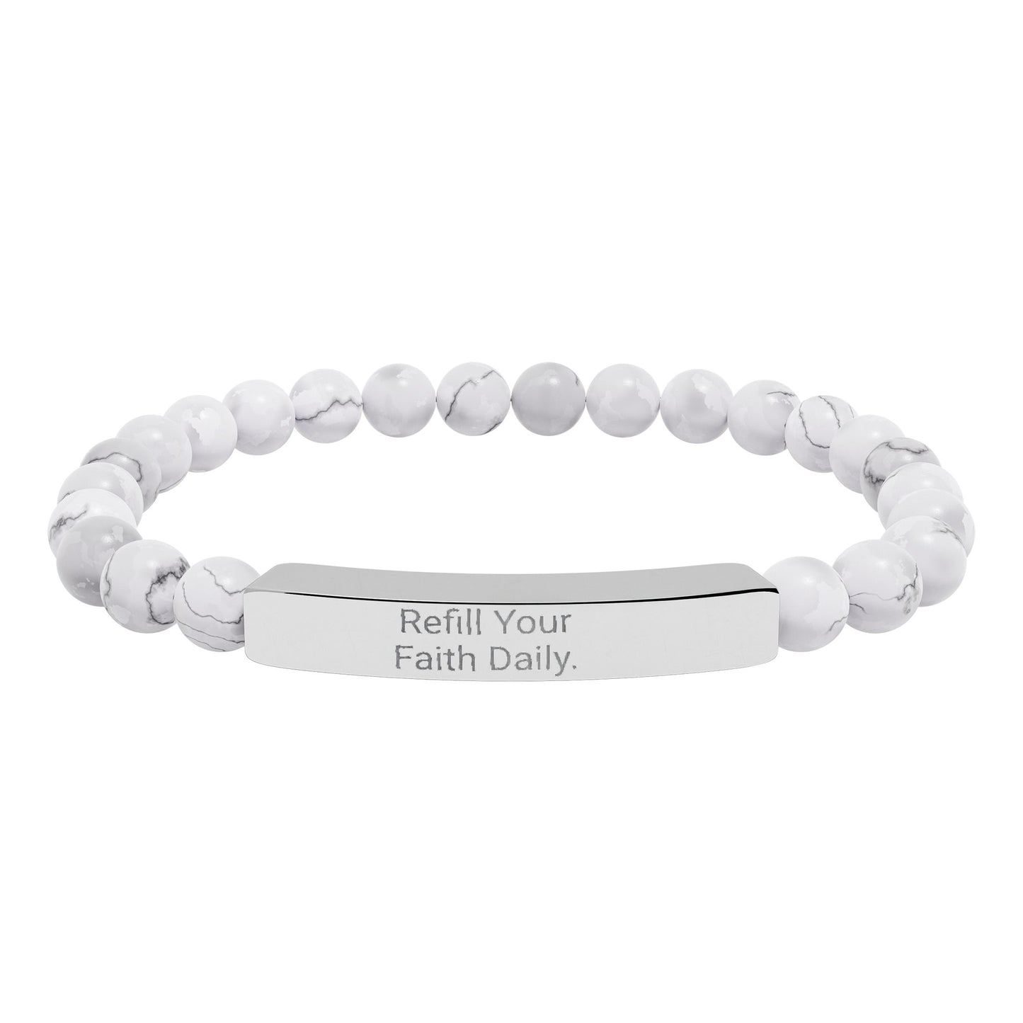 “Refill Your Faith Daily”- Natural Bracelet for Everyday Believers (Engraving)