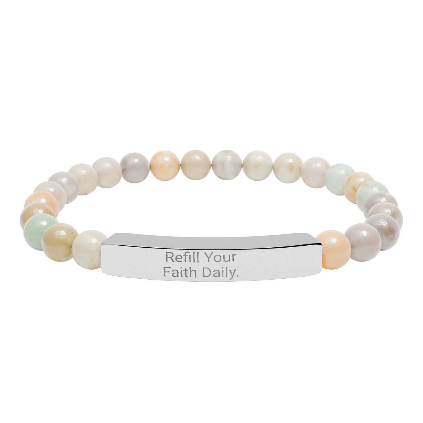 “Refill Your Faith Daily”- Natural Bracelet for Everyday Believers (Engraving)