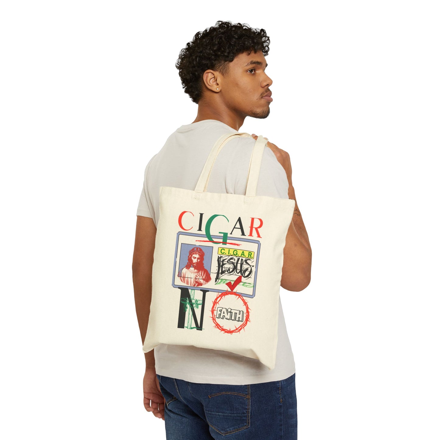 C.I.G.A.R.  Quirky Canvas Tote Bag for Smoky Humor Lovers, Graphic Tote, Eco-Friendly Shopping Bag, Perfect Gift for Holidays, Funny Cotton Bag