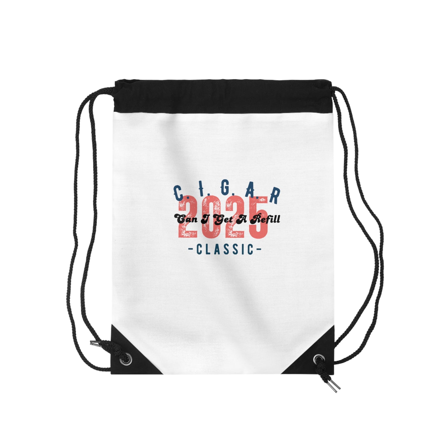 “C. I. G. A. R.”)- Retro Classic Drawstring Bag - Stylish Gym Bag, Personalized Gift, Backpack for Travel, Unique Tote for Students