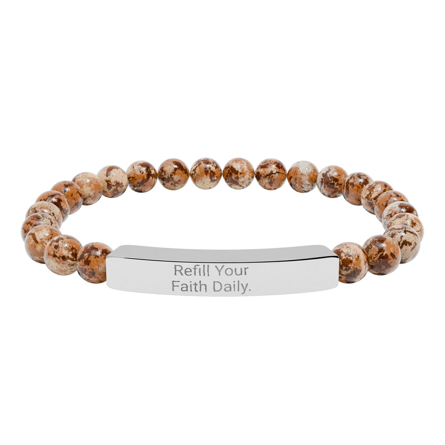 “Refill Your Faith Daily”- Natural Bracelet for Everyday Believers (Engraving)