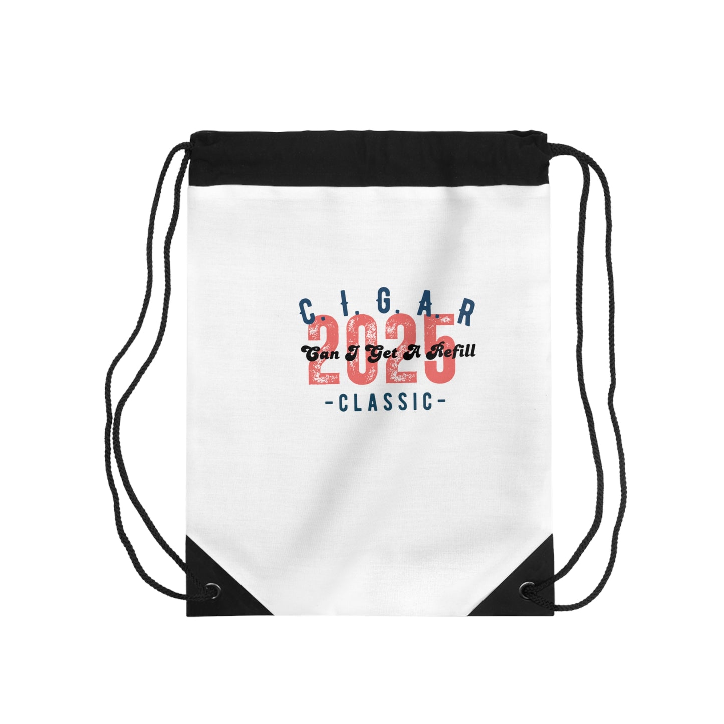 “C. I. G. A. R.”)- Retro Classic Drawstring Bag - Stylish Gym Bag, Personalized Gift, Backpack for Travel, Unique Tote for Students