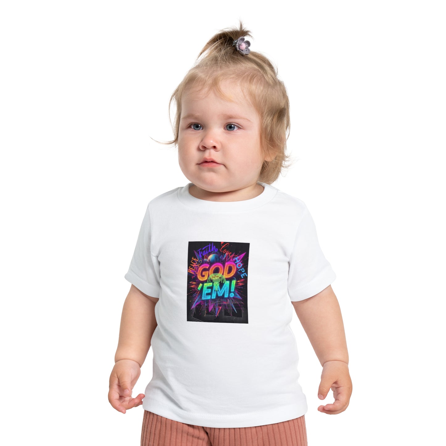 “GOD ‘EM!”- Copy of Vibrant Baby Short Sleeve T-Shirt - Fun, Colorful Tee for Kids, Perfect for Birthdays, Playdates, Summer, and Family Gatherings